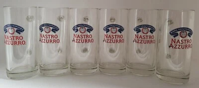 NASTRO AZZURRO SET 6 BICCHIERI BOCCALI BIRRA CL 200 TIPO HEINEKEN ICHNUSA BUD  - Immagine 1 di 4