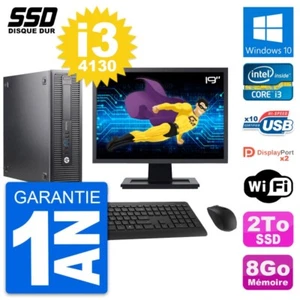 PC HP ProDesk 600 G1 SFF Ecran 19" Intel i3-4130 RAM 8Go SSD 2To Windows 10 Wifi - Photo 1/8
