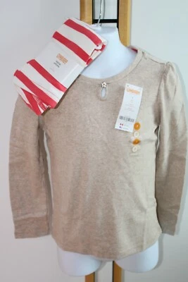 Gymboree Purrfectly Fabulous Girls Size 7 Coral Leggings Tan Shirt Top NWT NEW  - Image 1 of 4