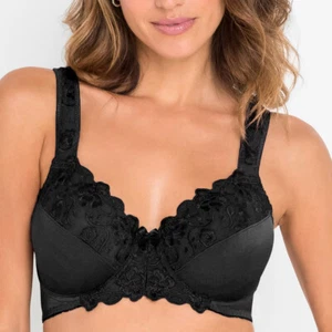 Plus Size Women's Full Coverage Underwired Non-padded Soft Cups Lace Bra BCD/FGH - Picture 1 of 28