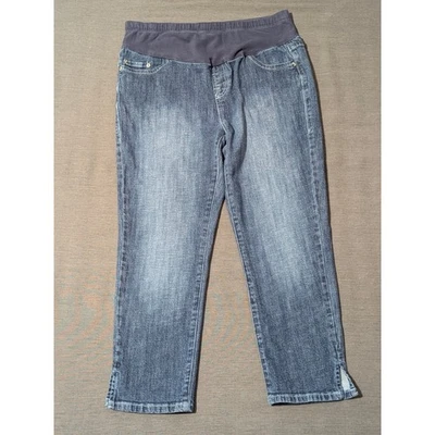 American Star Maternity Denim Capris Jeans Stretch Knit Panel Size Large - Image 1 of 4
