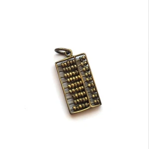 Vintage Brass Tone Abacus Counting With Moving Beads Mini Pendant Bracelet Charm - Picture 1 of 3