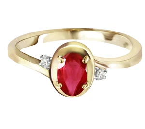 14k Solid Gold Natural Red Ruby and Lab Grown Diamonds Women Ring Christmas Gift - Picture 1 of 4