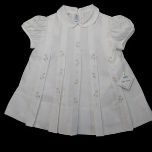 Baby Mädchen 6 Monate weiß handbestickt rosa Blumen Kleid Little Diana Erbstück - Bild 1 von 11