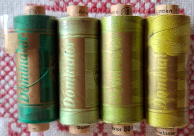 4 rolls sewing thread, shades of green, Ackermann Dominator, 500 meters each, cotton #052 - Image 1 of 4