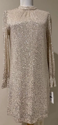 Vestido de fiesta DONNA RICCO para mujer marfil y plata lentejuelas noche ocasión nuevo con etiquetas - talla 2 Foto 1 de 4