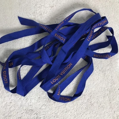 Louis Vuitton Gift Ribbon 102" x 1/2" Blue Grosgain with Gold Raised Logo - Image 1 of 4