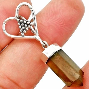 Heart Point - Natural Gray Moonstone 925 Sterling Silver Pendant Jewelry P-1721 - Picture 1 of 5