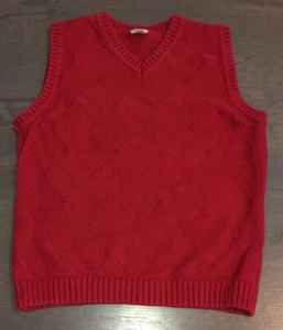 Talbot Kids Red V-neck Sweater Vest Argyle Pattern Sz 10 EXC COND - Picture 1 of 1