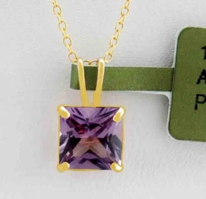 LAB CREATED 1.19 Cts ALEXANDRITE PENDANT 14k YELLOW GOLD - New With Tag - Picture 1 of 4