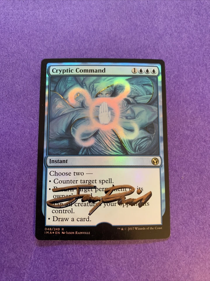 MTG Magic Cryptic Command FOIL Signed Artist Proof Iconic Masters Rainville - Image 1 of 2