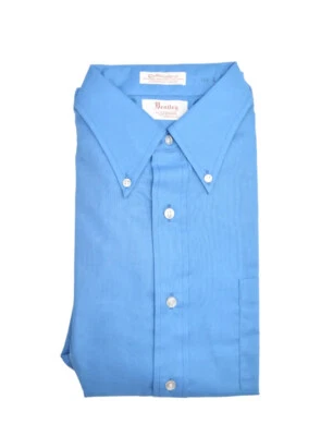 Camisa social masculina vintage Bentley by Jayson 15,5 azul paralelepípedo 50/50 mistura anos 80 - Imagem 1 de 4