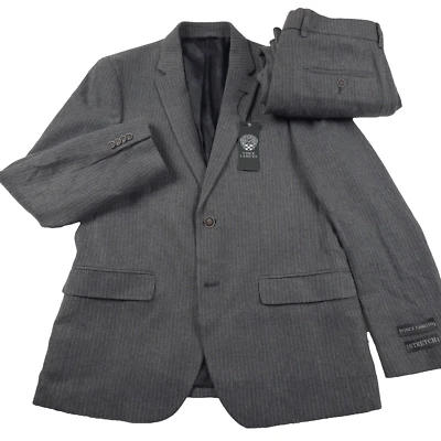Vince Camuto Bell Slim Stretch Winter Weight Gray Striped Suit Mens 44R X 37W - Image 1 of 4
