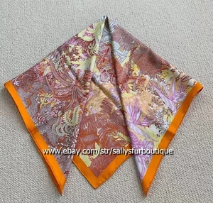 Sally Boutique 18 Momme Twill Silk Wrap Scarf Garden Print Double Face Shawl 35" - Picture 1 of 39