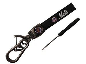 NY Mets Genuine Leather Wrist Lanyard Keychain - Picture 1 of 2