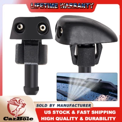 2 Car Universal Window Windshield Sprayer Spray Nozzle Wipper Washer Black Nylon - Image 1 of 4