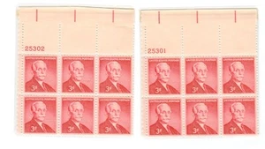 1956 US STAMP Scott #1072 6-Block 2-Sheets Sequential Numbering 3c FVF   MNH - Picture 1 of 1