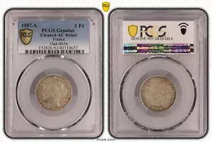 France 1 franc Ceres 1887 a silver PCGS AU Gad.465a F.216/9 French currency - Picture 1 of 3