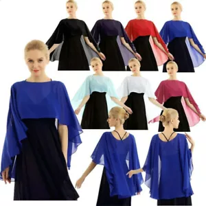 YiZYiF Women Bridal Chiffon High Low Shrug Wedding Shawl Wrap Cover Ups Bolero - Bild 1 von 149