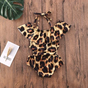 NEW Girls Leopard Animal Print Swimsuit Bathing Suit 2T 3T 4T 5T 6 - Picture 1 of 4