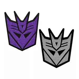 Parche bordado de hierro Transformers Decepticons púrpura y plata (paquete de 2) - Imagen 1 de 3