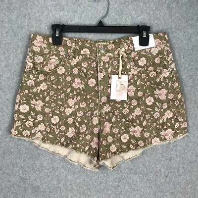 Pantalones Cortos de Jean Jessica Simpson Mujer 31 Verde Flor Corte Botón Coastal Cottage Foto 1 de 4