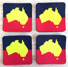 Aboriginal Flag Rubber Neoprene Coasters Man Cave Barware Australian