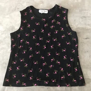 Vintage Ronni Nicole Top Petites Large Stretchy Knit Flamingo Travel Resort USA - Picture 1 of 8