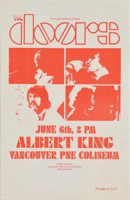 The Doors / Albert King June 6th 1970 Vancouver PNE Coliseum Authentic Handbill - Image 1 of 3