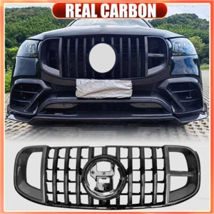 Malla de rejilla de parachoques delantero de carbono real para Mercedes Benz X167 GLS63 2020-24 - Imagen 1 de 10