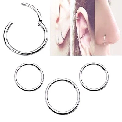 16G 5/16 1/4" Hinged Seamless Segment Ring Steel Nose Hoop Earring Septum CP105