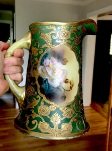 Antique Hand-Painted Nippon  Pitcher Porcelain Heavy Gilding As Is - Picture 1 of 10