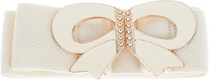 Cute Vintage BOW Shimmer Fiocchi STRETCH Belt CINTURA VITA Crema Rockabilly - Foto 1 di 2