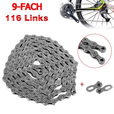 Catena bici 116 maglie 9 scomparti bici corsa MTB road bike bicicletta catena mountain bike - Immagine 1 di 4