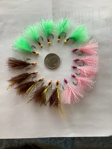 15 STÜCK VERSCHIEDENE FARBEN HANDGEBUNDEN ANGELN FLIEGEN PANFISH ZANDER BARSCH EISANGELN - Bild 1 von 4