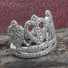 White Topaz Crown Tiara Ring Platinum over Sterling Silver Size 5. 7