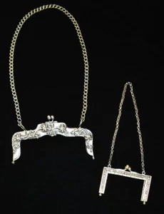 Set of Two Antique Silver Purse Frames...Lovely Designs, Perfect Condition - Picture 1 of 15