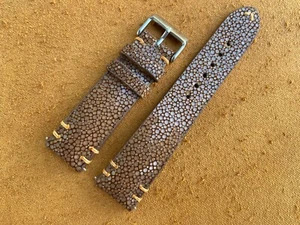 Sand Color Stingray Leather Watch Strap Band. Size 16mm 18mm 20mm 22mm 24mm 26mm - Picture 1 of 11