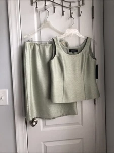 Kasper 2/3 Pc Suit Size 4 Mint Green Metallic - Foto 1 di 6