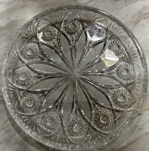 Vintage POLONIA 24% Cut Lead Crystal 11.75" Diameter. Platter Or Serving Dish - Picture 1 of 3