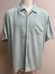 Camicia TOMMY BAHAMA Lt Teal Uomo Taglia XL 100% Seta Vestibilità Originale - Foto 1 di 12