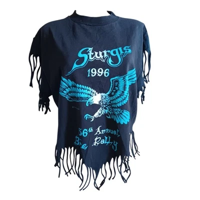 Vintage Medium T-shirt Womens Sturgis 1996 56th Bike Rally Fringe Jerzees 90s - Image 1 of 4