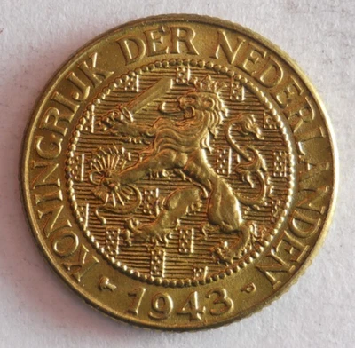 1943 SURINAME CENT - AU/UNC GEM - RARE Excellent Vintage Coin - lot #N5 - Image 1 of 2