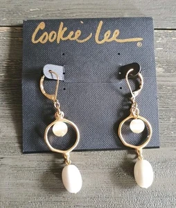 Cookie Lee Good Tone Beaded Dangle Earrings New - Picture 1 of 5