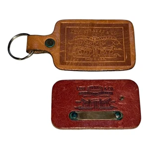 Pair of Vintage Levi Strauss & Co Leather Patches Tags 2" - Picture 1 of 5