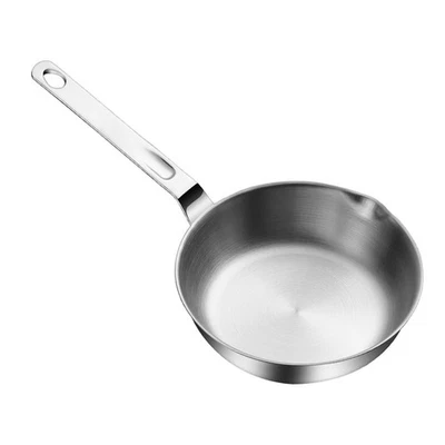  Small Frying Pan Skillet Egg Stainless Steel Saucepan with Pour Spout - Image 1 of 4