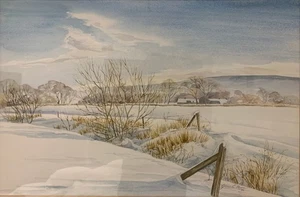 1980's Original Watercolour Painting of a Winter Landscape - by Lynne R. Moore - Picture 1 of 8