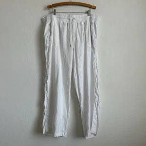 Athleta Hose 22 Leinen weites Bein Gummibund Taschen Cabo weiß - Bild 1 von 8