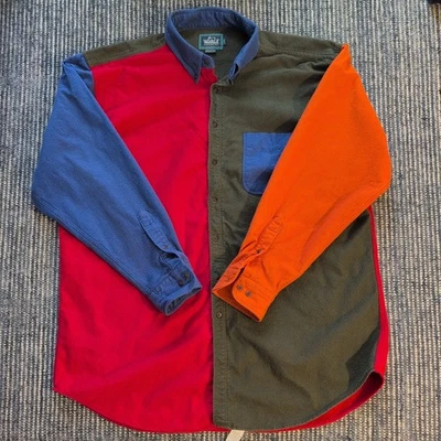 Camisa de franela gamuza Woolrich vintage bloque de color para hombre talla 2XL 4 tonos Foto 1 de 4