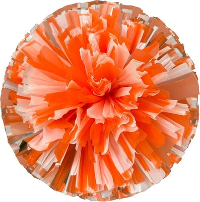 Danzcue 2PCS 6 Inch Plastic Cheerleading Pom Poms with 6 inch, Orange-White  - Image 1 of 3